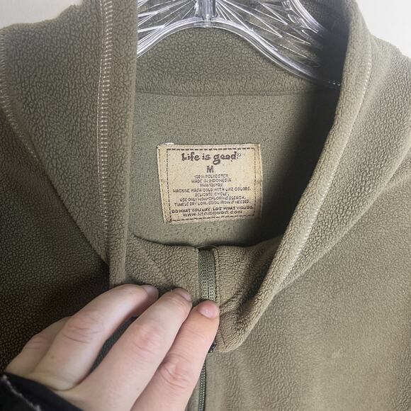 LIFE‎ IS GOOD Men’s 1/4 Zip Pullover Sweatshirt Green Micro Fleece M Cozy Travel - Picture 5 of 10